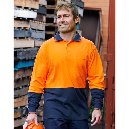 Cotton Jersey two tone Long Sleeve Safety Polo (Australian Industrial)