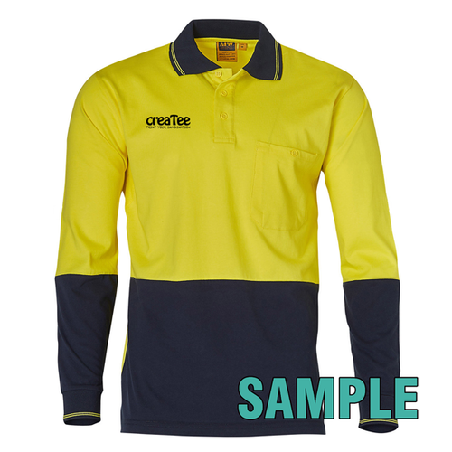 Cotton Jersey two tone Long Sleeve Safety Polo (Australian Industrial)