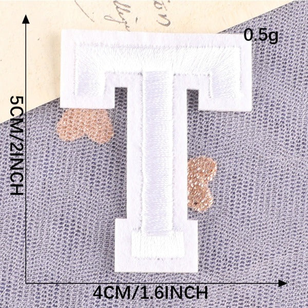 Iron-On Patch - English Letters Pure White