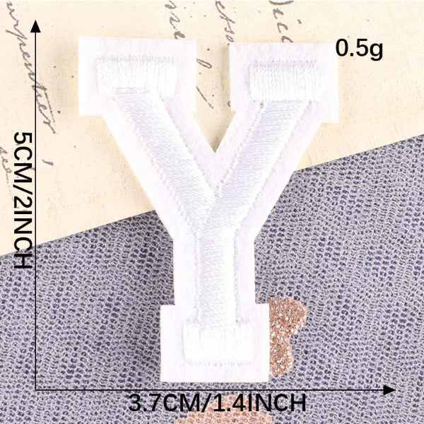 Iron-On Patch - English Letters Pure White