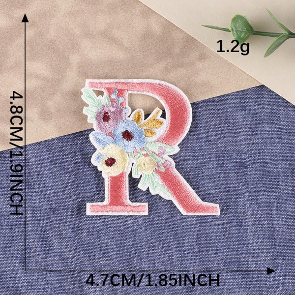 Iron-On Patch - English Letters (Flower)
