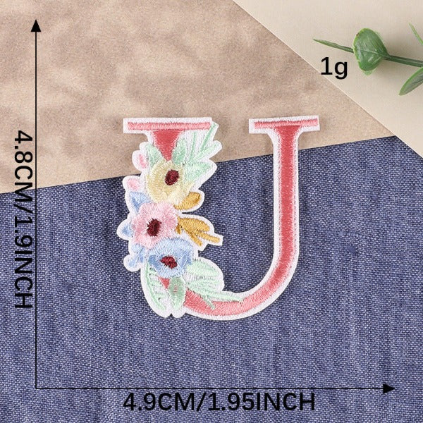 Iron-On Patch - English Letters (Flower)