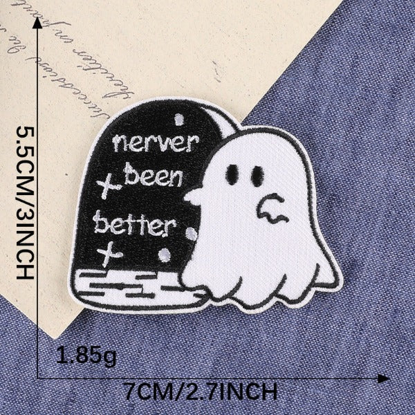 Iron-On Patch - Ghost and Skeleton