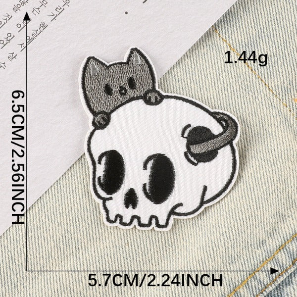Iron-On Patch - Skull and Cat