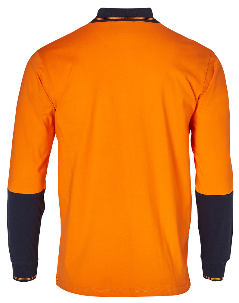 Cotton Jersey two tone Long Sleeve Safety Polo (Australian Industrial)
