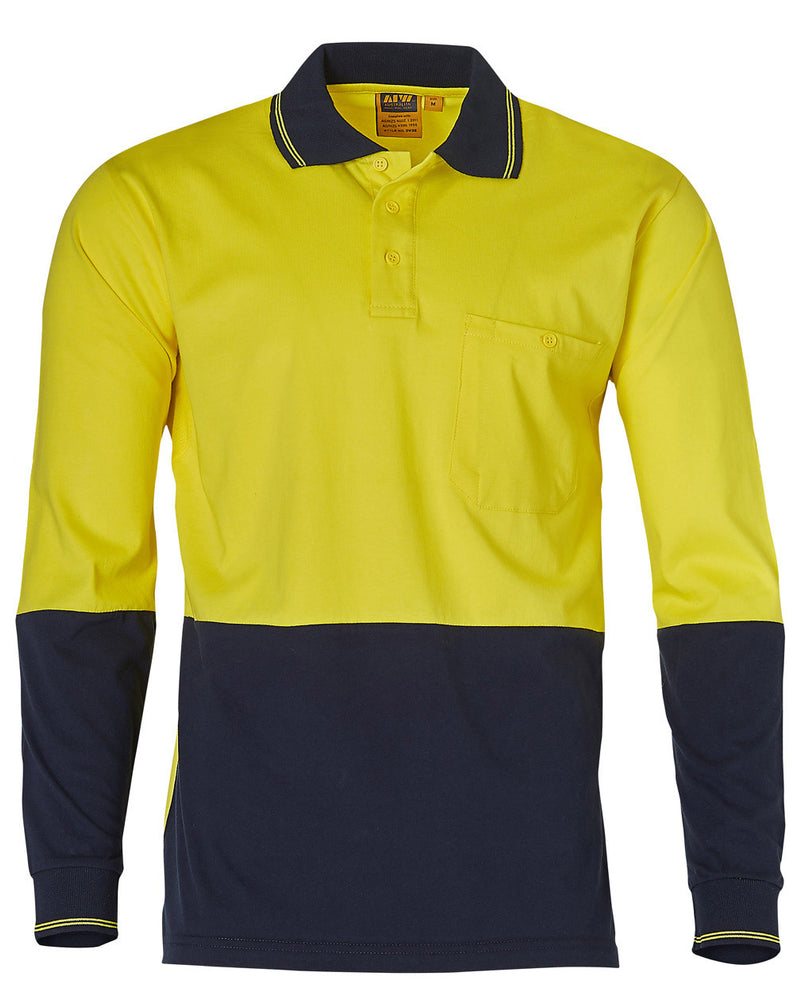 Cotton Jersey two tone Long Sleeve Safety Polo (Australian Industrial)