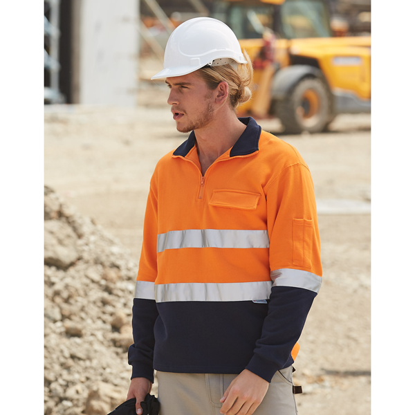 Hi-Vis Two Tone Cotton Fleece Sweat With Reflective Tapes (Australian Industrial)